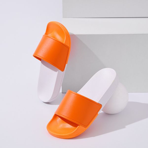 Chinelos de cor pura para mulheres masculinas apartamentos de borracha arranhões casuais sapatos de praia verão sandálias de PVC vermelho laranja