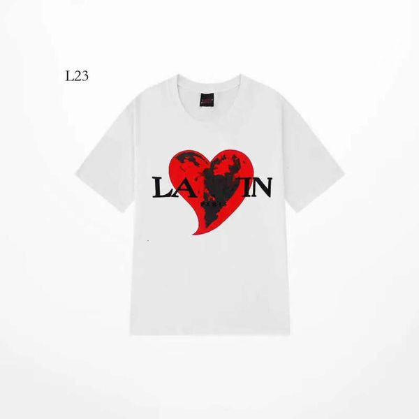 Lanvin Camiseta Designer Luxo Clássico Peito Carta Impresso Mens e Mulheres Top Verão Respirável High Street Algodão Solto Tees Qtnx 98 18