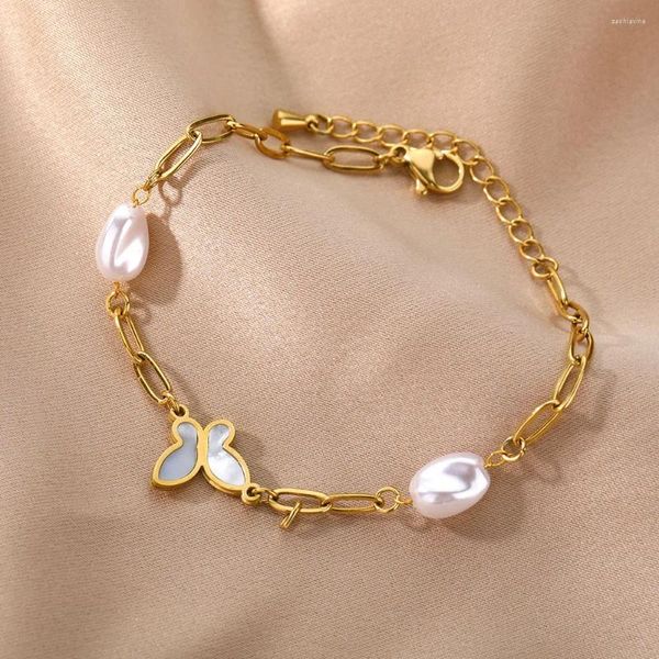 Link Armbänder Armband Opal Stein Mondstein Schmetterling Für Frauen Schmuck Charme Pin Kette Party Geschenk Bijoux Femme