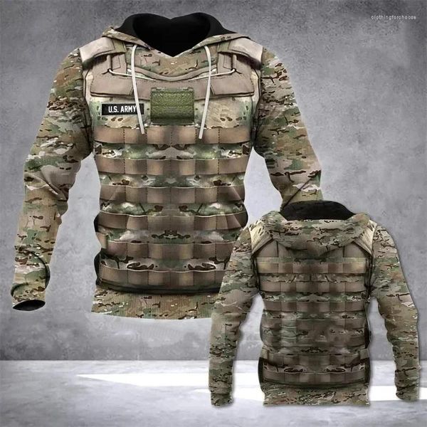 Herren Hoodies Männer Hoodie 3D Armee Camouflage Print Pullover Winter Herbst Soldat Uniform Übergroße Kapuzenpullover Unisex Sportbekleidung