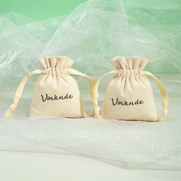 Sacos de presente de fita de algodão natural, bolsas de embalagem de jóias 10x15cm, saco de pó de juta com cordão duplo, logotipo personalizado, saco de presente de casamento