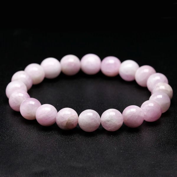 Braccialetti Perline di pietra naturale di kunzite Bracciale elastico per donna Bracciale elasticizzato Colore lavanda Pietra curativa Gemme per gioielli Regali per ragazza