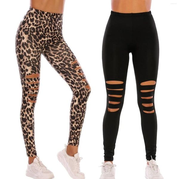 Leggings femininas para mulheres ginásio meninas calças de yoga macias buraco cintura alta desgaste exterior roupas femininas