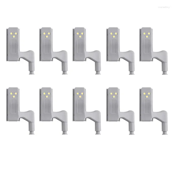 Luzes noturnas 10pcs armário universal dobradiça LED sensor de bateria 12V para cozinha quarto salão