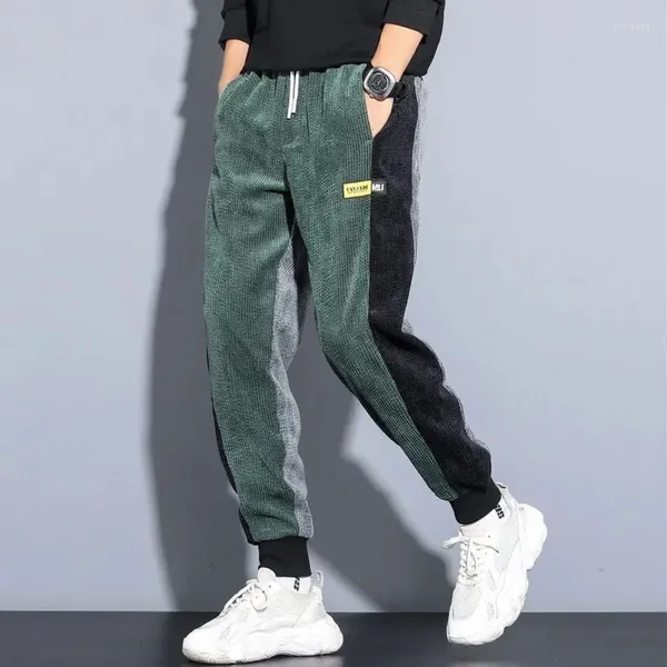 Calças masculinas Quilting Corduroy Homens Sweatpants Casual Calças Soltas Corredores Pant Roupas Streetwear Hip Hop Harlequin