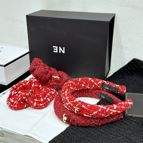Дизайнерская шпилька CC для девочек, классическая заколка с надписью, роскошная заколка, модная женская рождественская красная повязка на голову, аксессуары для волос