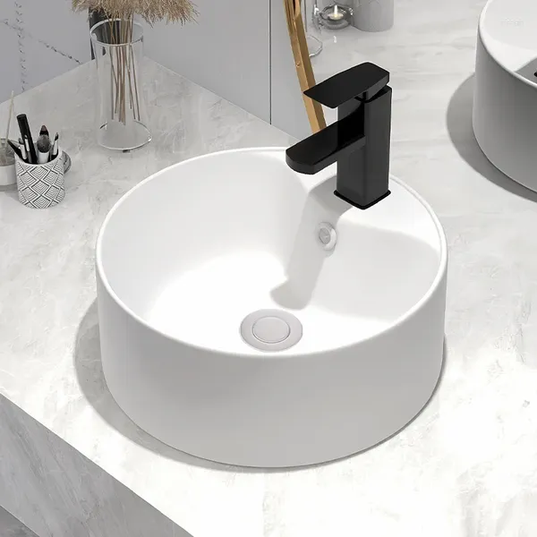 Rubinetti per lavabo da bagno Lavabo da tavolo rotondo Lavabo per piscina Mini per uso domestico in ceramica artistica Balcone di piccole dimensioni