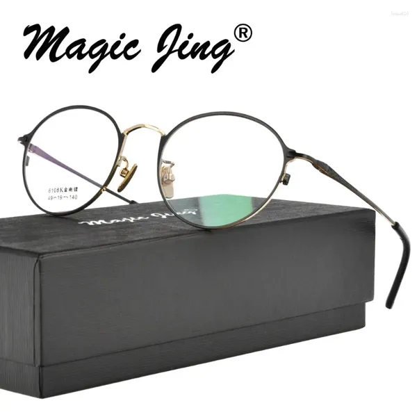 Óculos de sol quadros mágico jing redondo metal miopia óculos prescrição óculos rx óptico 6106