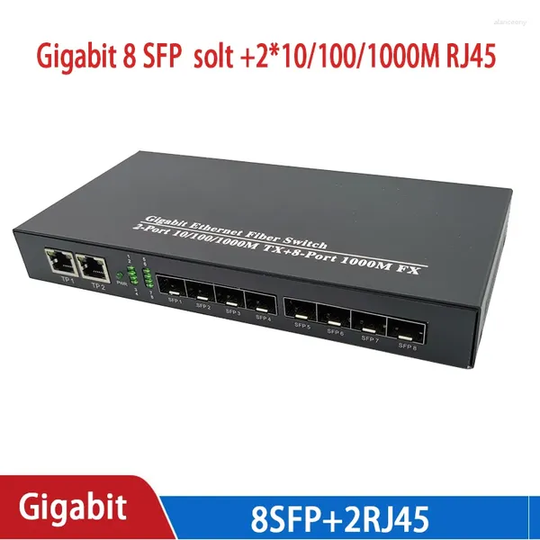 Interruptor ótico do gigabit do conversor 8sfp2E 2Rj45 dos meios do equipamento da fibra ótica para a câmera UTP SFP 8F2E do IP