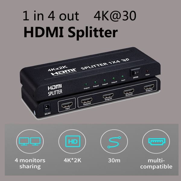 4K30 1x4 4 Ports HDMI Powered Splitter 1 in 4 out HDMI Switcher 1X8 HDMI Splitter