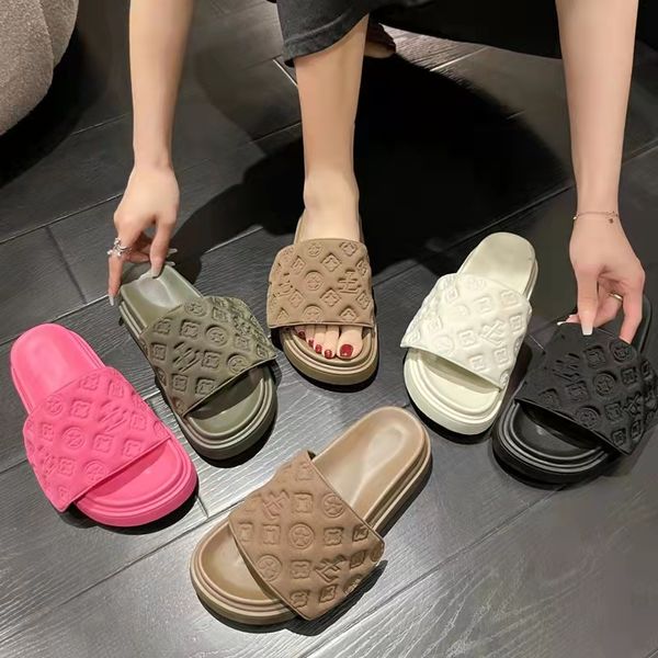 Sandali da donna Sandali con cuscino per piscina Pantofole per coppia Scarpe basse estive da uomo e da donna Pantofole da spiaggia alla moda Scatola scorrevole 35-46 Pantofole casual firmate piatte