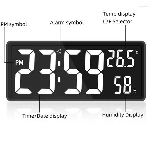 Wanduhren Digitalmodus Temperatur Nachtanzeige Luftfeuchtigkeitsmodi Elektronische Uhr und Tisch 3 groß