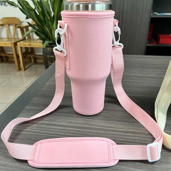 Outros copos de bebidas Manga de copo com alça ajustável Alça de ombro ajustável Suporte de bolsa para garrafa de água Tumbler Sleeve Sling para 30/40 onças YQ240221