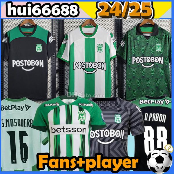 2023 2024 2025 Atletico Nacional maglie da calcio 23 24 25 casa lontano Formazione D.PABON J.DUQUE DA COSTA JARLAN ROMAN S.MOSQUERA CANDELO T-shirt da calcio Uniformi da uomo