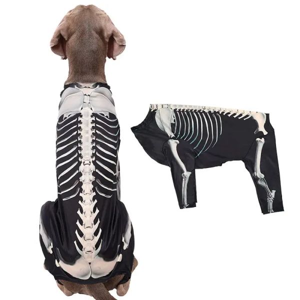 Sets Halloween-Hundekostüme für große und extra große Hunde, Skelett-Kostüm, Overall, Mantel, Haustier-Halloween-Neuheits-Outfits, lustige Bekleidung