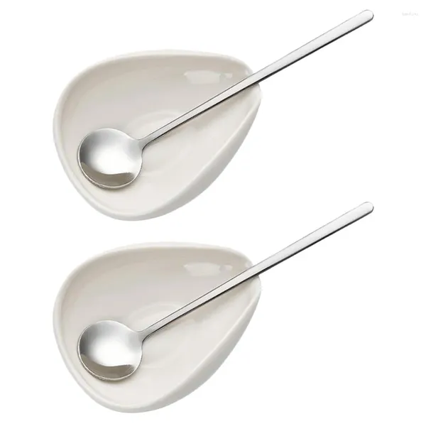 Strumenti di misurazione 2 set Misuratore di chicchi macinati di caffè Supporto per cucchiaio da zuppa Multiuso Resto per cucchiaio liscio in ceramica