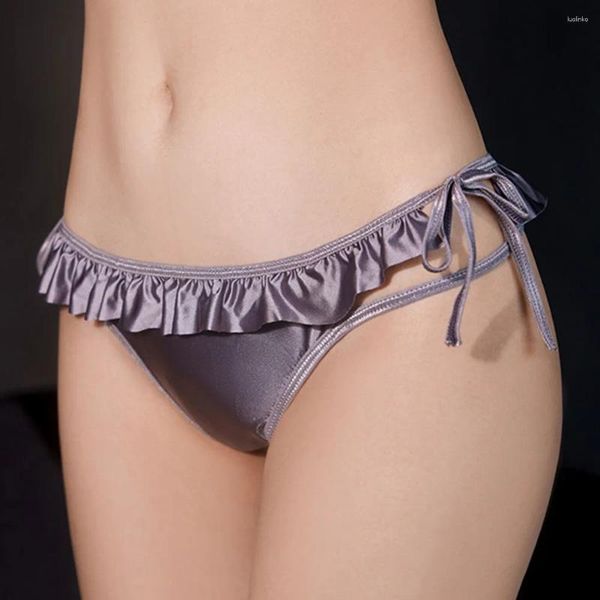 Damenhöschen, Damen-Slip, sexy Schnür-Tanga, glänzender Satin-Slip, elastischer Slip, seidig glänzende Unterwäsche, erotische Dessous, weiche Unterhose