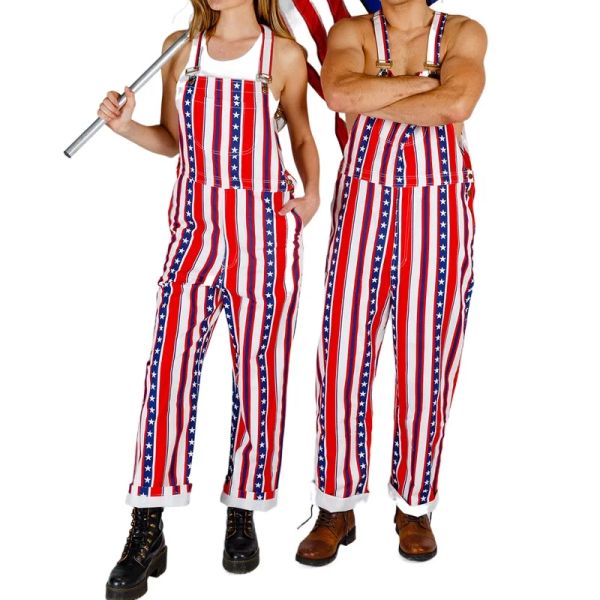 Hosen Damen Herren Amerikanische Flagge Overalls Hosen Strampler 2022 Sommer Neue Outfits Hosen 4. Juli Overall für Unabhängigkeit Tag