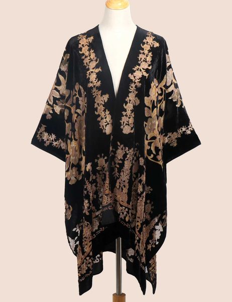 Temel gündelik elbiseler wehello bayanlar bitkin kadife kimono bohemian uzun hırka kapağı tatil gündelik hırka şal jypf-16 j240222
