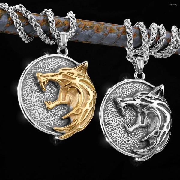 Anhänger Halsketten 316L Edelstahl Vintage Viking Wizard Wolf Kopf Halskette Männer Wilde Jagd Schmuck Urlaub Geschenk Großhandel