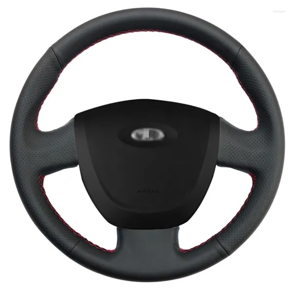 Coprivolante Copriauto in pelle nera cucita a mano per Lada Granta 2011 2012 2013 2014 2024