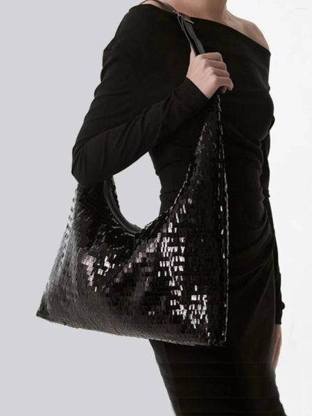 Akşam çantaları kadın payetler omuz büyük tote kristal bling moda bayan büyük el çantaları kızlar parıltılı parlayanlar ins cüzdanlar marka 2024