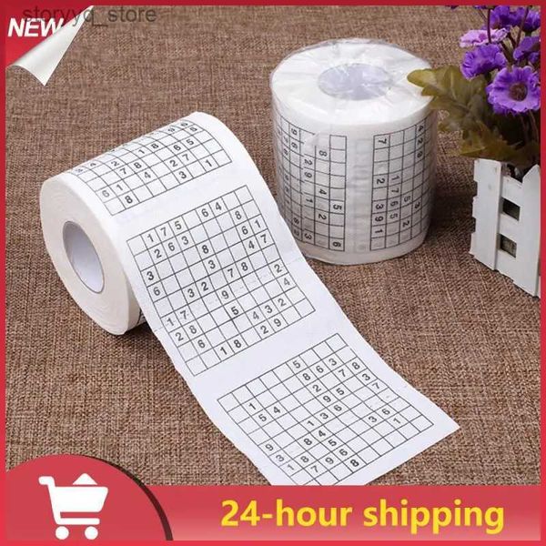 Taschentuchboxen, Servietten, heiß, 1 Rolle, 2-lagig, Neuheit, lustige Zahl, Sudoku, bedruckt, WC, Bad, lustig, weiches Toilettenpapier, Seidenpapier, Zellstoff, 300 Badezimmerzubehör, Geschenk, Q240222