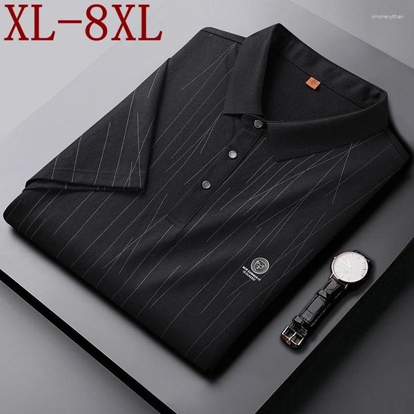 Polos masculinos 8xl 7xl 6xl 2024 verão high end algodão respirável camisas para homens manga curta lapela mens t-shirts moda solta camisa polo