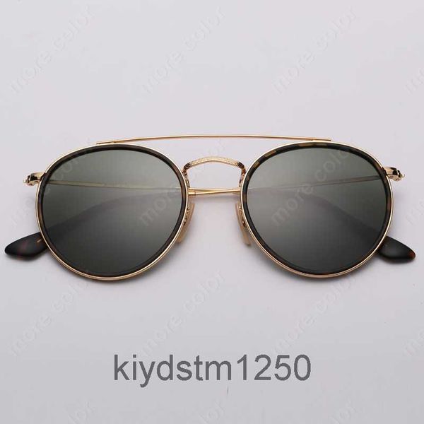 Doppel Brücke Brillen Vintage Runde Metall Sonnenbrille Frauen Männer Brillen Glas Objektiv-Sonnenbrille Oculos De Sol XP2C