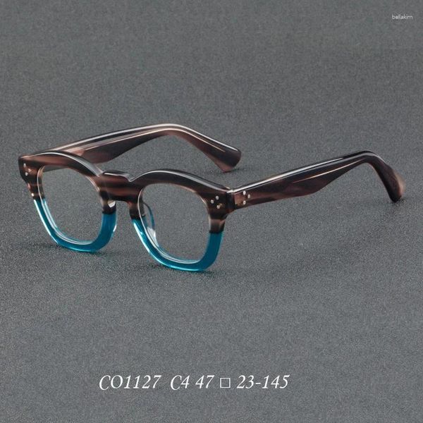 Montature per occhiali da sole 2024 Uomo Retro Rotondo Bold Cornice in acetato Rivetto Occhiali Moda donna Lenti da vista ottiche Occhiali da vista per alta