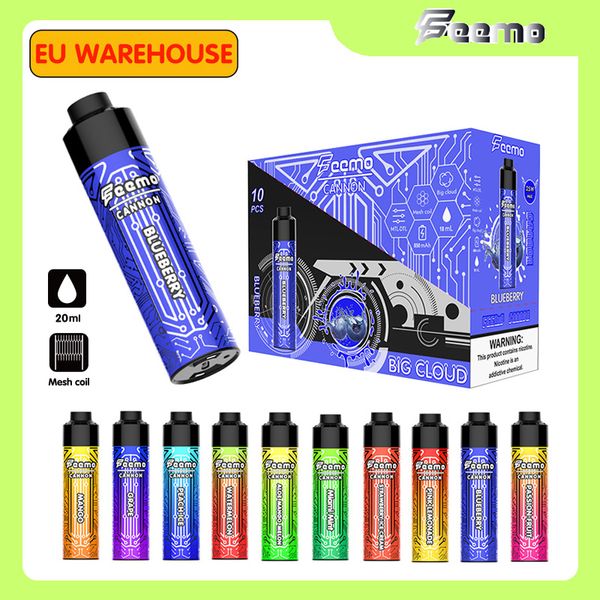 Origine Feemo Cannon Big Puff monouso Vape Pen E cig puff 12000 10000 18ML preriempito big cloud Puff 10K vapes tipo-c cavo di ricarica con batteria ricaricabile da 0,5 ohm