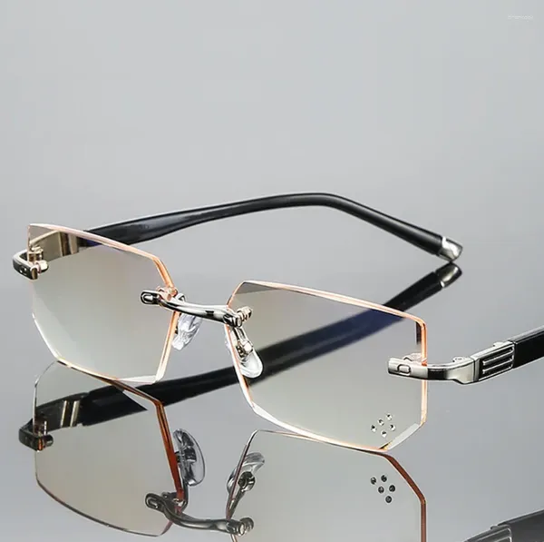 Óculos de sol diamante corte óculos de leitura mulheres homens de alta qualidade ultraleve sem aro comercial anti blu fadiga 0.75 1 1.25 1.5 a 4
