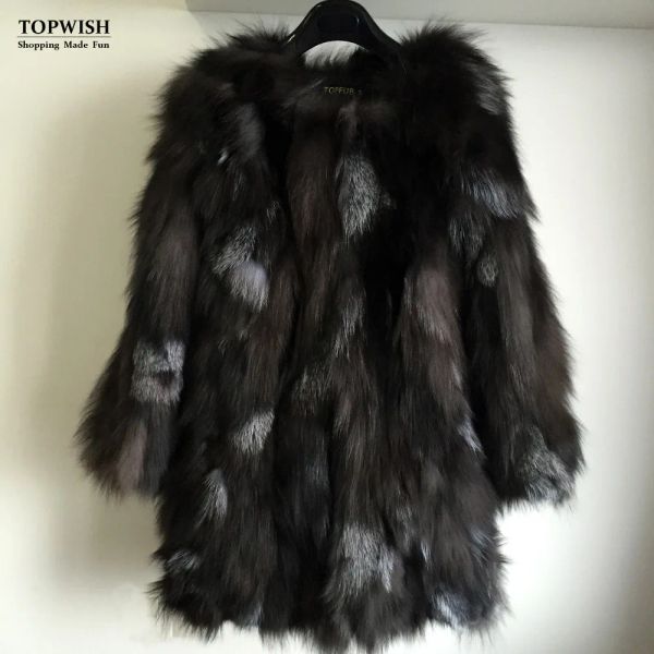 Furia Hot Sale Women Fashion Force Follo Natural Long Coat Real Fox Furine Furina per il marchio di alta moda TFP671