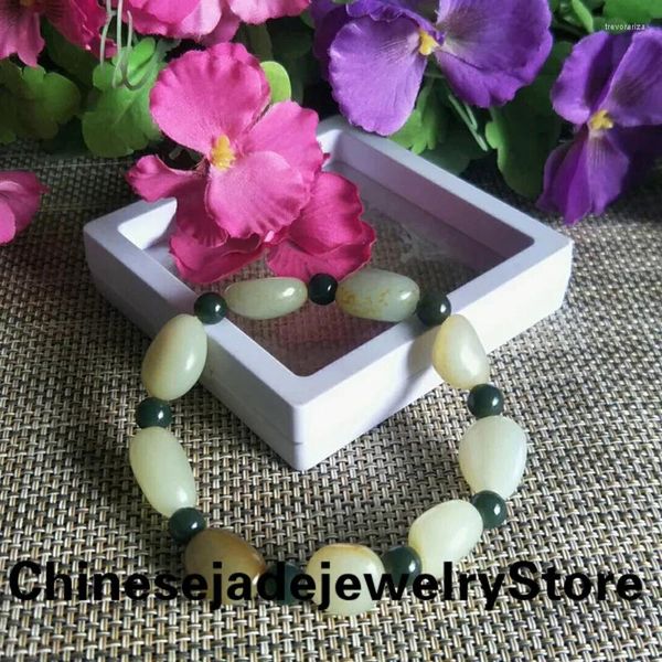 Bangle Natural Hetian Jade Tipo Aleatório Pedra Pulseira Jóias Sorte Segurança Auspicioso Amuleto Fino