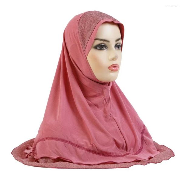 Abbigliamento etnico Hijab Donna malese Cappello islamico Arabo Shimmer Glitter Fascia per capelli Turbante Hijab per