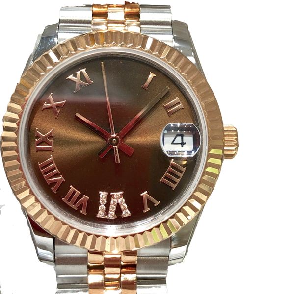2024 novo relógio feminino Datejust 31mm caixa canelada de aço inoxidável cristal traseiro é feito de cristal de safira resistente a arranhões com fecho de coroa dobrável oculto