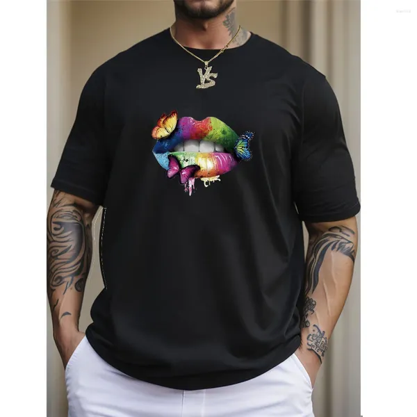 Herren-T-Shirts, Herrenbekleidung, grafische T-Shirts, die gleiche Marke von High Street Hip-Hop-T-Shirts, bedruckte Lippen, kurzärmelig und für Damen