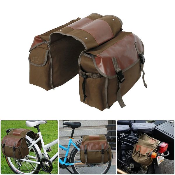 Bicicleta grande capacidade sela saco da motocicleta equitação viagem lona à prova dwaterproof água panniers caixa ferramentas laterais saco bolsa para moto 240219