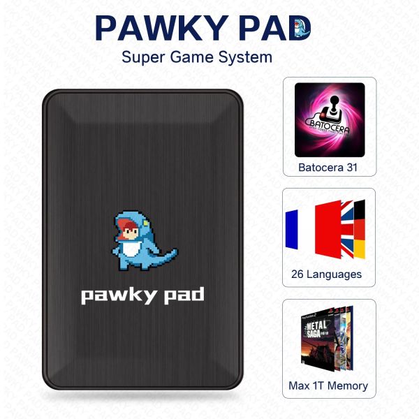 Consoles NOVO 2T HDD Pawky Pad Retro Video Game 4K 3D portátil console de jogo externo para G Cube / Saturn / PS2 / N64 60000 + jogos para Windows PC