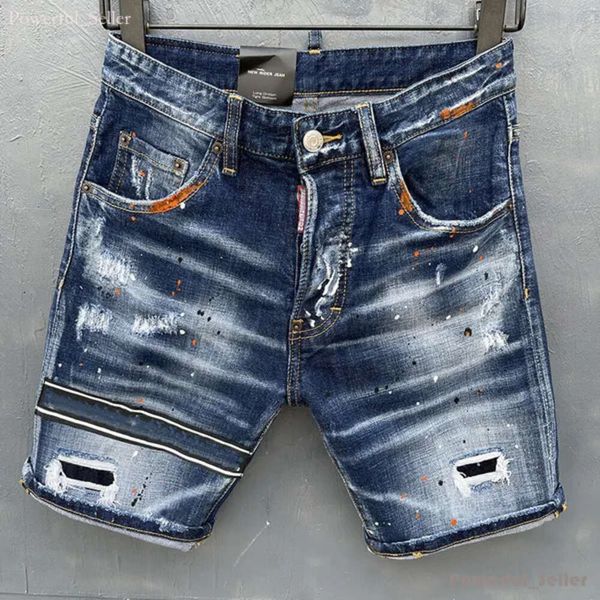 Mens Shorts Jeans Designer Jean Curto Moda Casual Slim Rasgado Pintura Zipper Patch D Letra Bordado Denim Shorts para Homens Street Punk Azul 3144