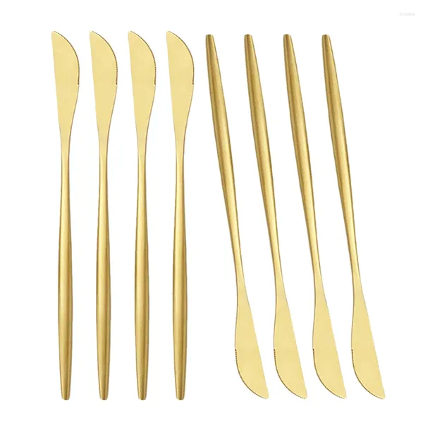 Messer 8Pcs Edelstahl Tisch Abendessen Messer Geschirr Matte Gold Besteck Besteck Set Geschirr Küche Zubehör