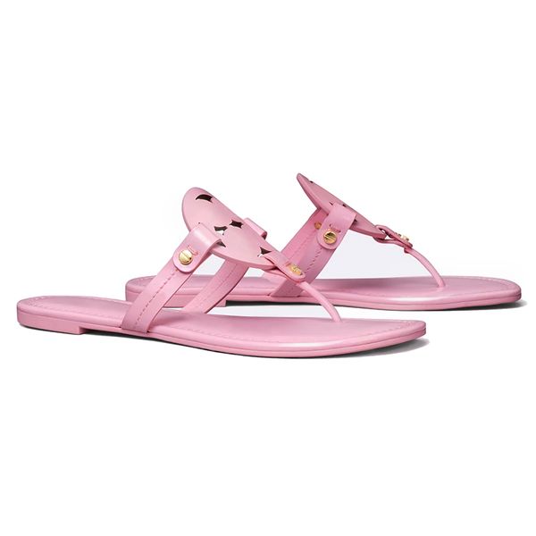 Женские дизайнерские сандалии модные слайды патентная кожаная черная белая розовая петуния коричневая фуксия