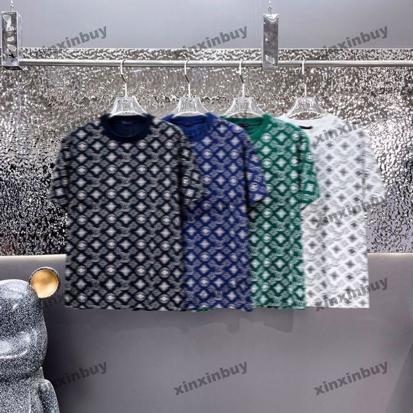 xinxinbuy erkekler tasarımcı tee tişört 2024 kravat boya gradyan mektubu baskı 1854 kısa kollu pamuk kadınlar gri siyah beyaz khaki s-2xl