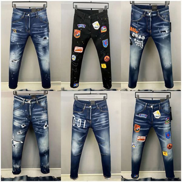 Designer de jeans Mens Pruple Dsquare Homens D2 Jean Ksubi Street Trend Zipper Chain True Jeans Decoração Rasgado Rips Stretch Preto Motocycle Denim True Jeans