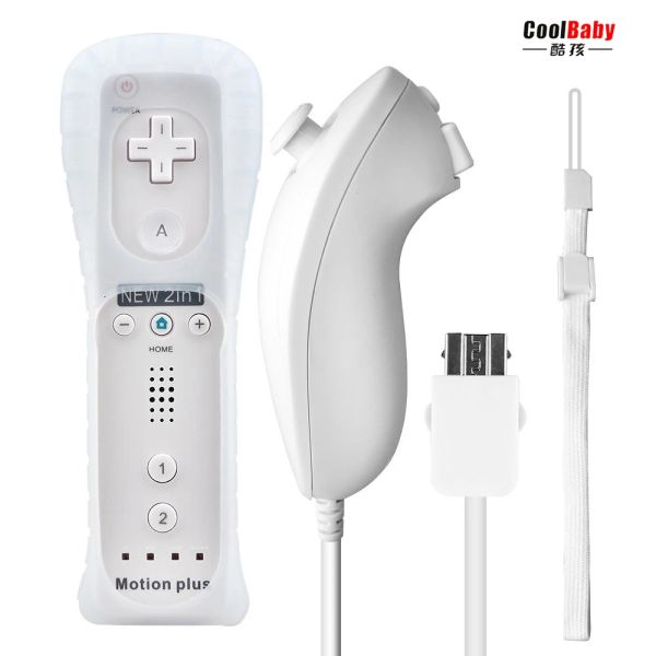 Gamepad 2in1 Telecomando wireless + Controllo Nunchuk per Nintend Wii Builtin Motion Plus per WiiU gamepad joystick + Custodia in silicone