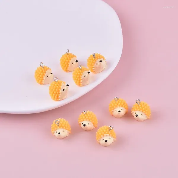 Charms 10PCS Cartoon Niedlicher Gelber Igel Harz Acryl Schmuck Anhänger Ohrringe Halskette DIY Handgemachte Handwerk Zubehör