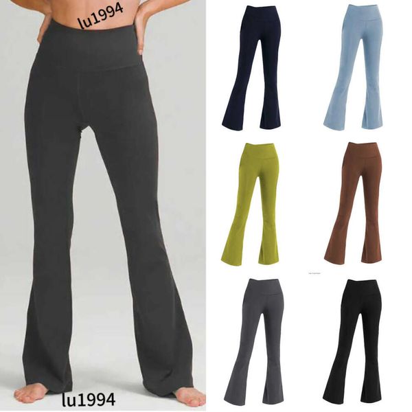 2024 lululemenI Женские расклешенные брюки для йоги с высокой талией, широкие спортивные брюки, сплошной цвет, узкие бедра, свободные танцевальные колготки, женские леггинсы больших размеров, спортивные штаны для бега