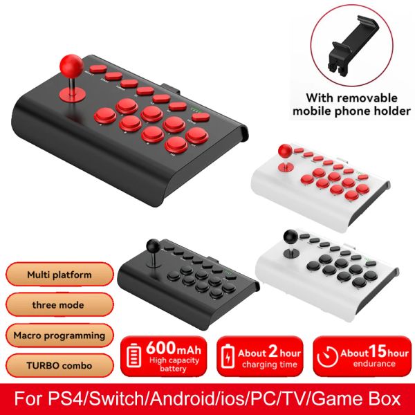 Joystick 2.4G Bluetooth Wired 3mode Arcade Game Stick Joystick Controller con funzioni Turbo Macro per PS4/PS3/Xbox One/Switch/PC