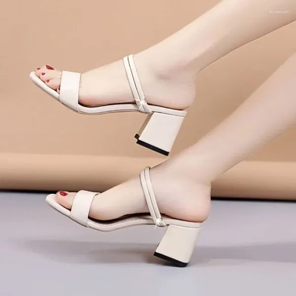 Sandalen Damen Schuhe 2024 Sommer Designer Mid Heel Fairy Style Chunky Luxus Pumps Plattform