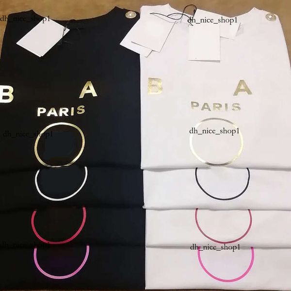 Tasarımcı Ballmain Balman Damgalama Sıcak Damgalama Mektupları Yeni Basit Baskı Yeni T-Shirt Aynı Top S Kısa Kollu Erkekler ve Kadınlar 11 Fashioion Üst Kalite 747